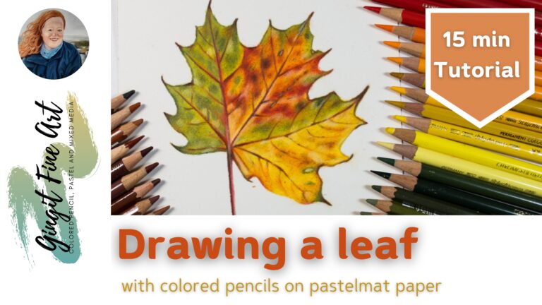 Blatt zeichnen mit Buntstift auf Pastelmatpaper